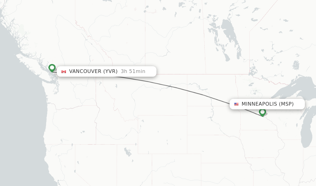 Direct (nonstop) flights from Minneapolis to Vancouver schedules