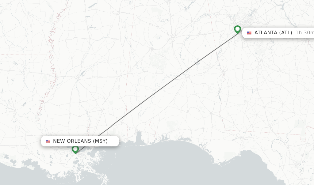 Direct non stop flights from New Orleans to Atlanta schedules