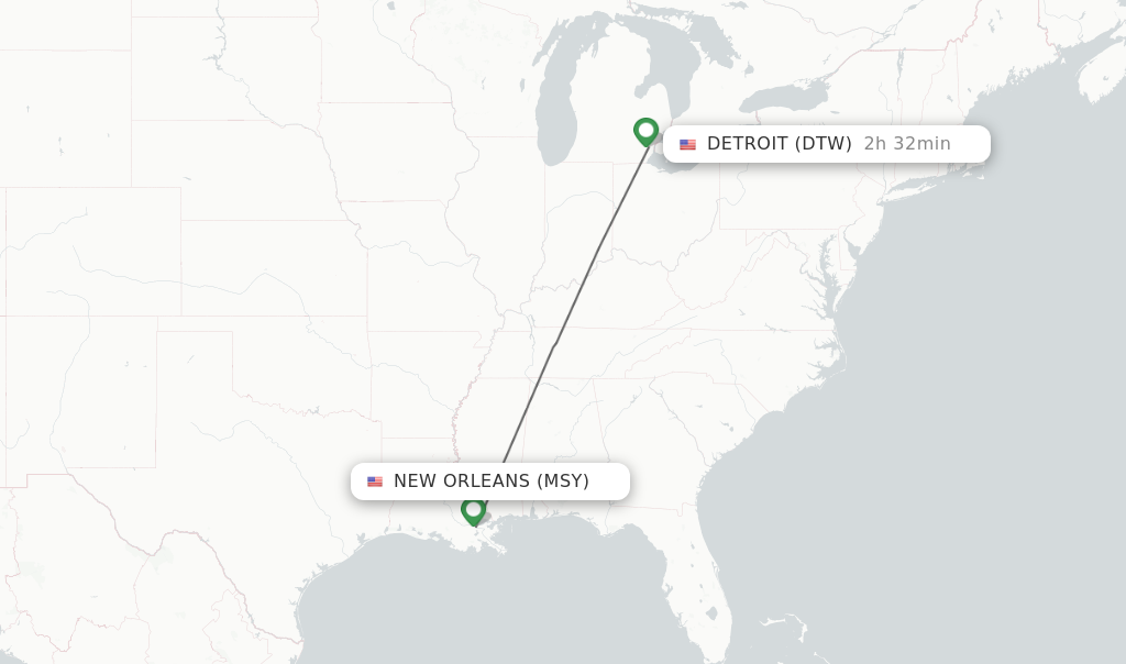 Direct non stop flights from New Orleans to Detroit schedules FlightsFrom