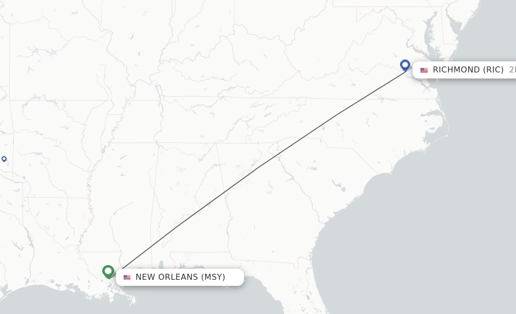 Direct non stop flights from New Orleans to Richmond schedules