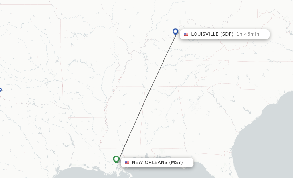 Direct non stop flights from New Orleans to Louisville