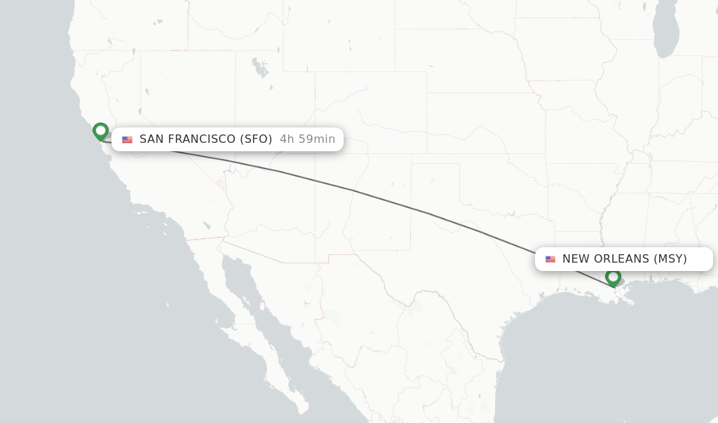Direct (nonstop) flights from New Orleans to San Francisco schedules