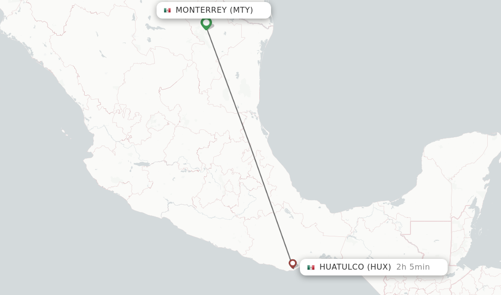 Direct non stop flights from Monterrey to Huatulco schedules