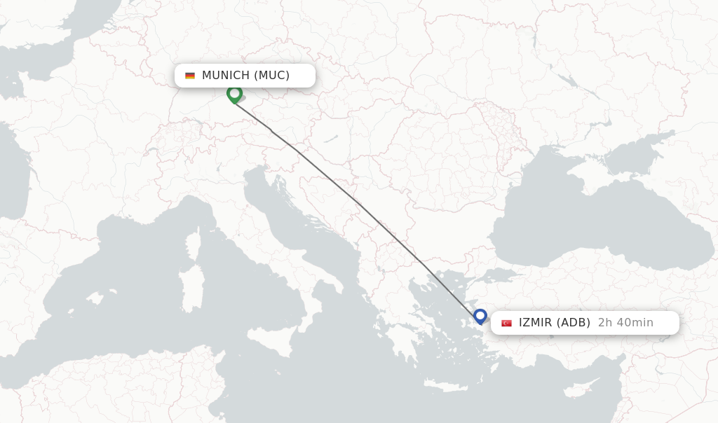 Direct (non-stop) flights from Munich Airport (MUC) 