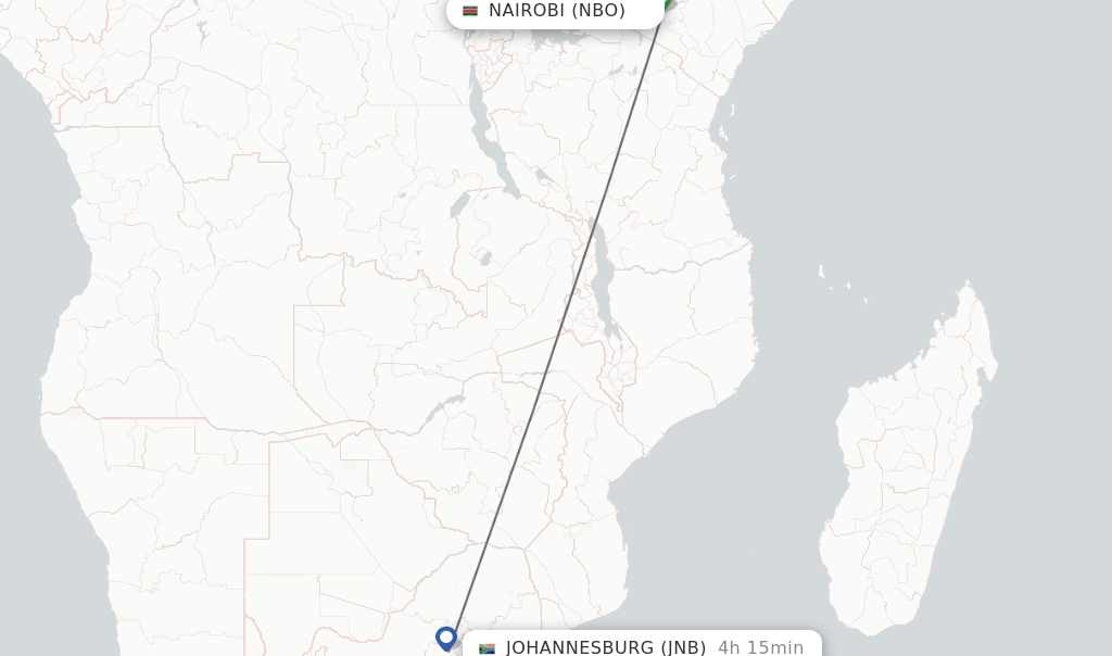 Direct non stop flights from Nairobi to Johannesburg schedules