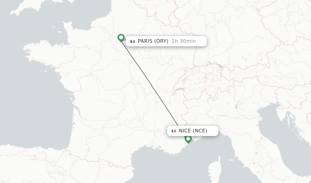 Direct non stop flights from Nice to Paris schedules