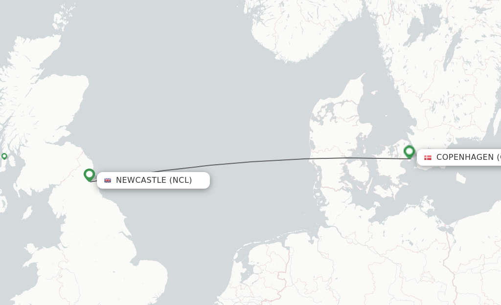 Direct (non-stop) flights from Newcastle to Copenhagen - schedules FlightsFrom.com