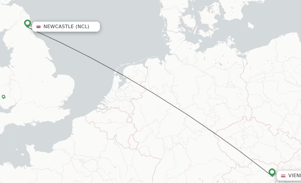 Direct non stop flights from Newcastle to Vienna schedules