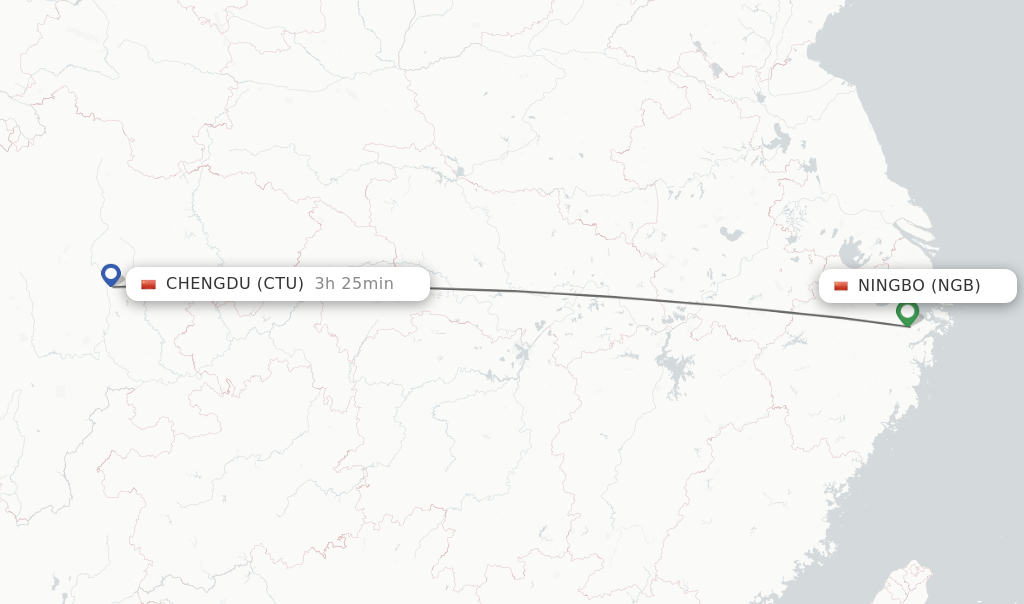 Direct non stop flights from Ningbo to Chengdu schedules