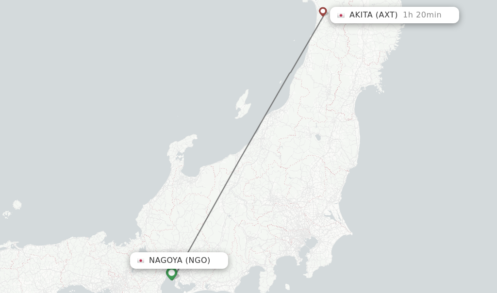 Direct (non-stop) flights from Nagoya to Akita - schedules