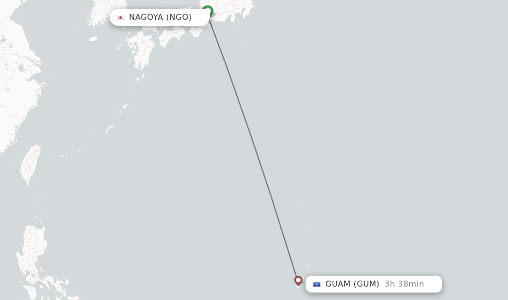 Direct non stop flights from Nagoya to Guam schedules