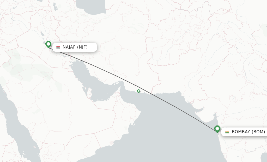 Direct (nonstop) flights from AlNajaf to Mumbai schedules