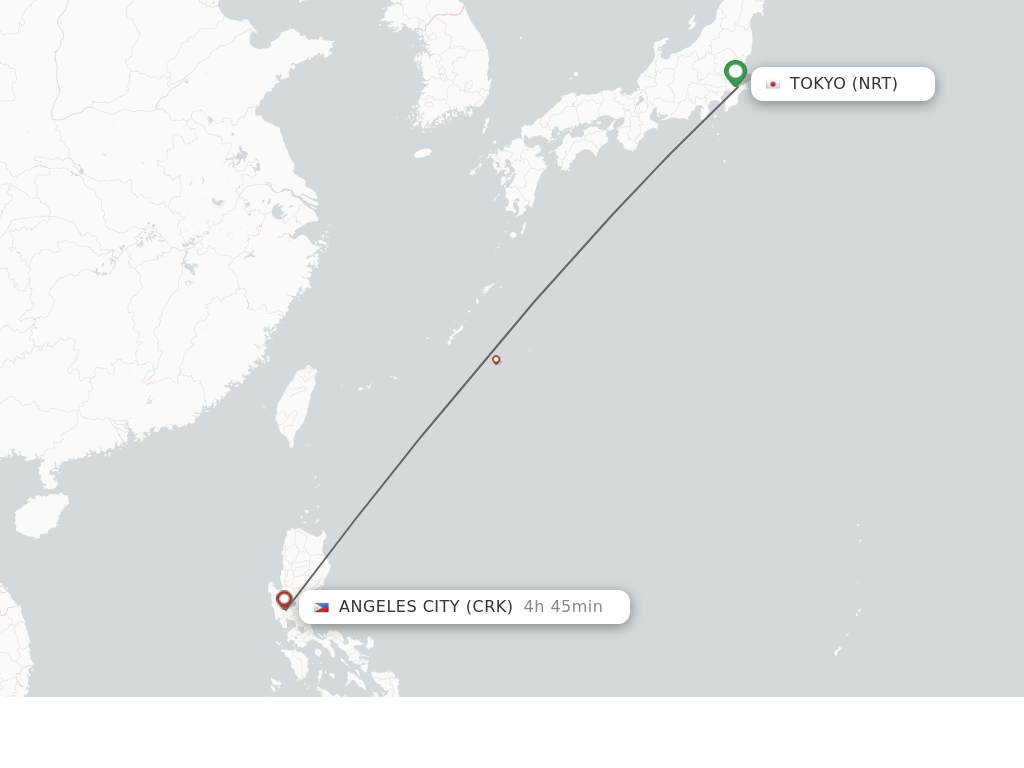 Direct non stop flights from Tokyo to Angeles schedules