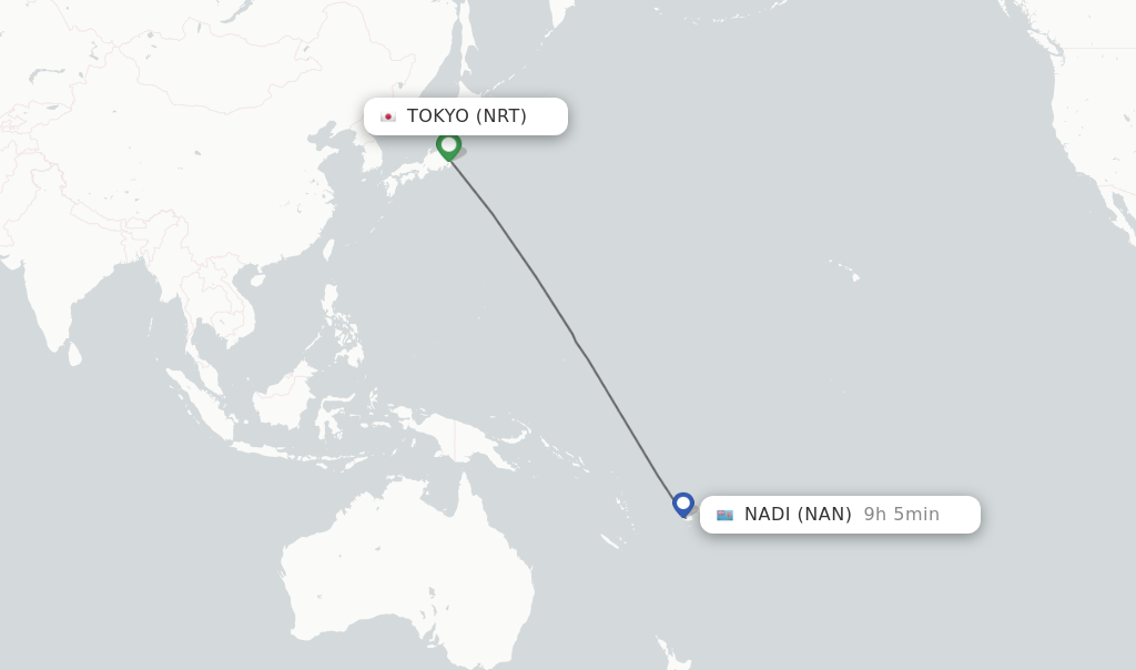 Direct non stop flights from Tokyo to Nadi schedules