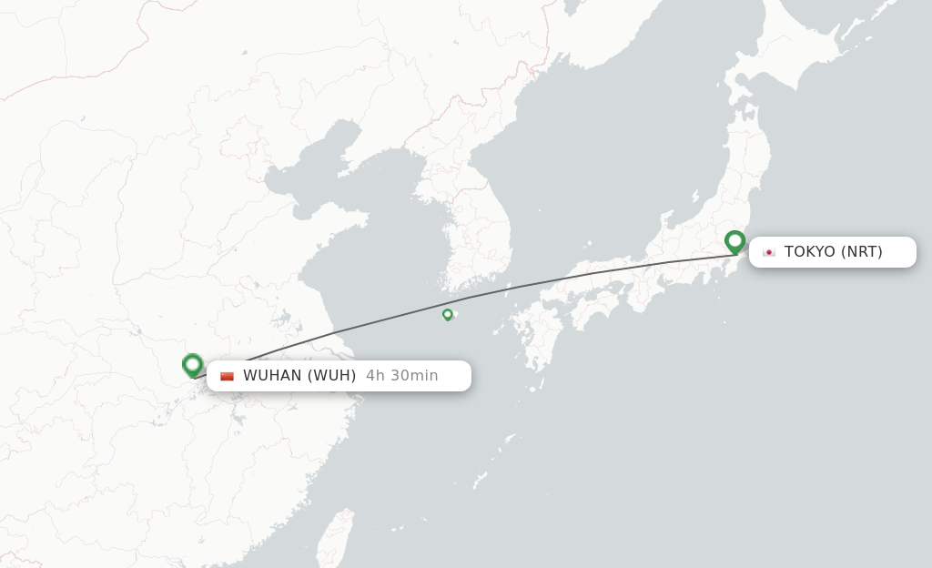 Direct (non-stop) flights from Tokyo to Wuhan - schedules - FlightsFrom.com