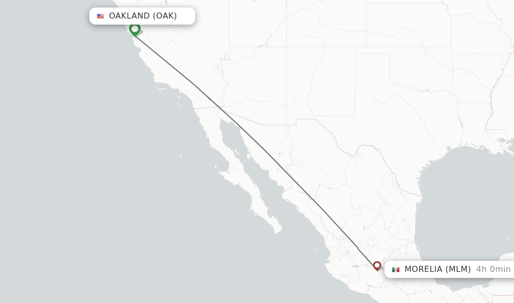 Direct non stop flights from Oakland to Morelia schedules