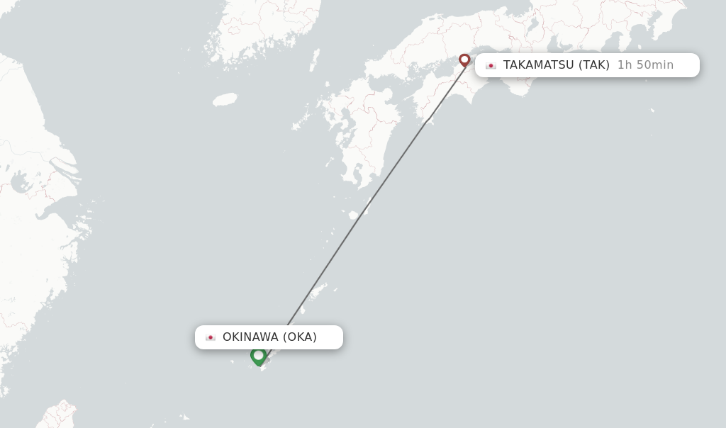 Direct non stop flights from Okinawa to Takamatsu schedules