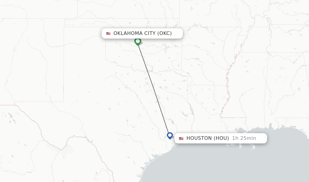 Direct non stop flights from Oklahoma City to Houston