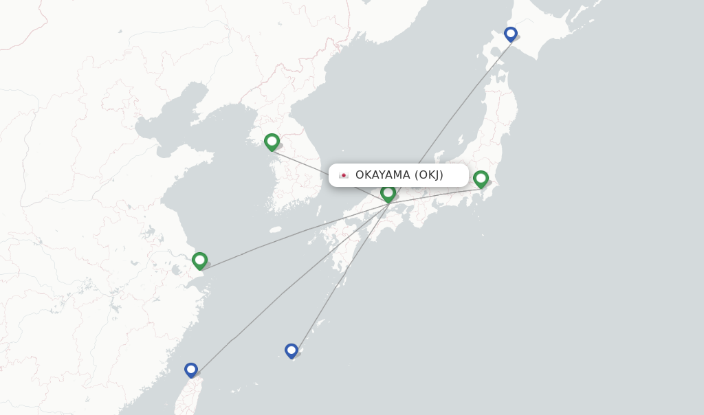 Direct (non-stop) flights from Okayama (OKJ) - FlightsFrom.com