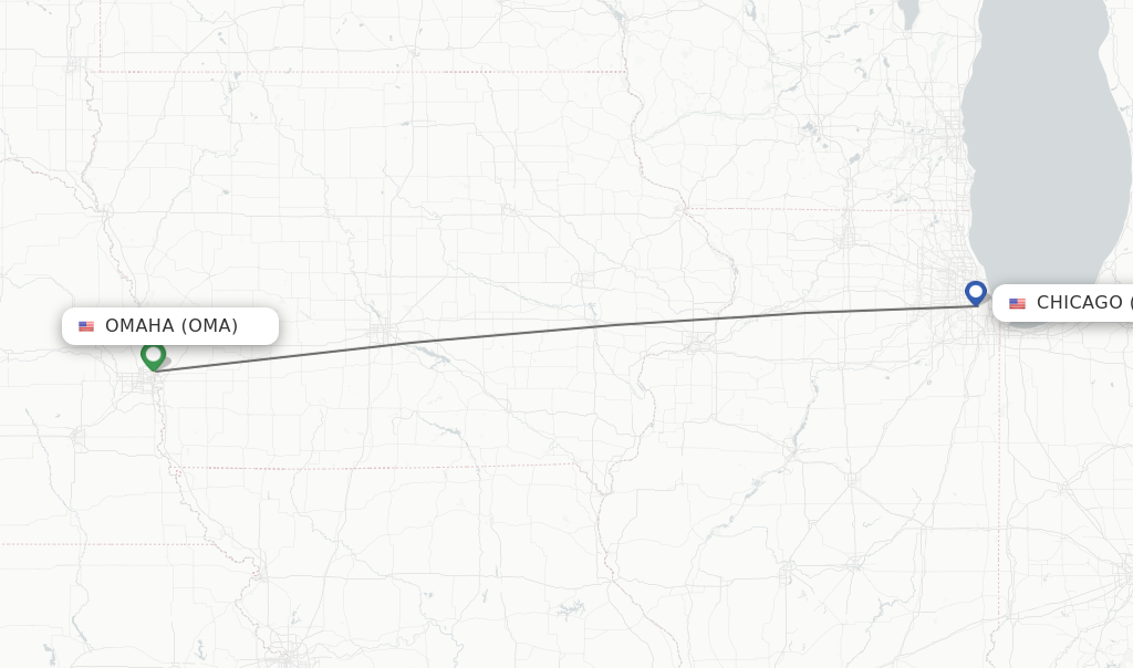 Direct (nonstop) flights from Omaha to Chicago schedules