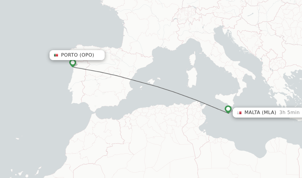 Direct non stop flights from Porto to Malta schedules