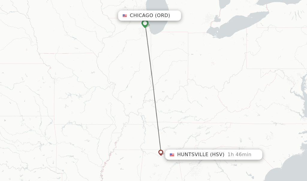 Direct non stop flights from Chicago to Huntsville schedules