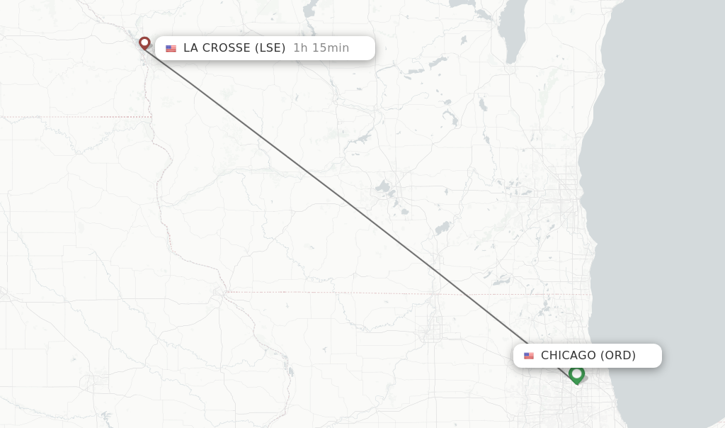 Direct non stop flights from Chicago to La Crosse schedules