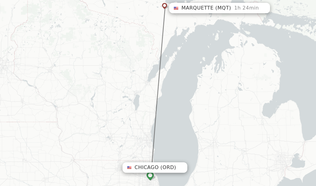 Direct non stop flights from Chicago to Marquette schedules