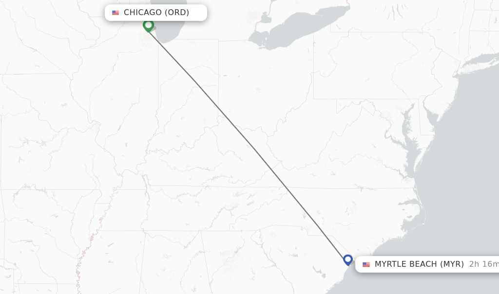 Direct non stop flights from Chicago to Myrtle Beach schedules