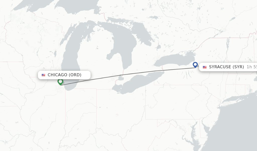 Direct non stop flights from Chicago to Syracuse schedules