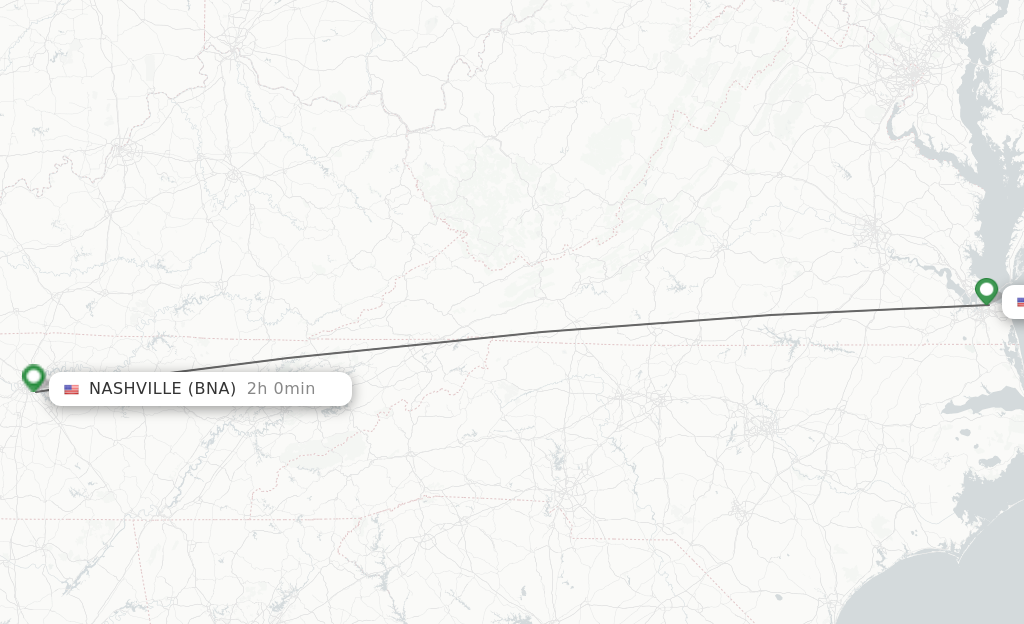 Direct non stop flights from Norfolk to Nashville schedules