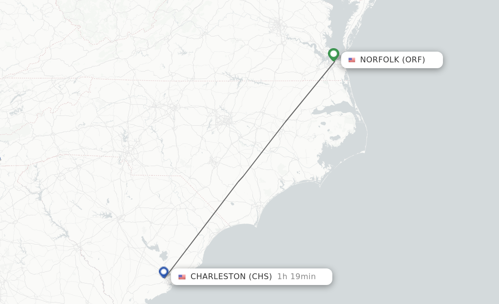 Direct (non-stop) flights from Norfolk to Charleston - schedules ...