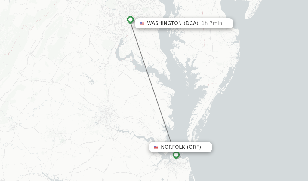 Direct Non Stop Flights From Norfolk To Washington Schedules   ORF DCA 