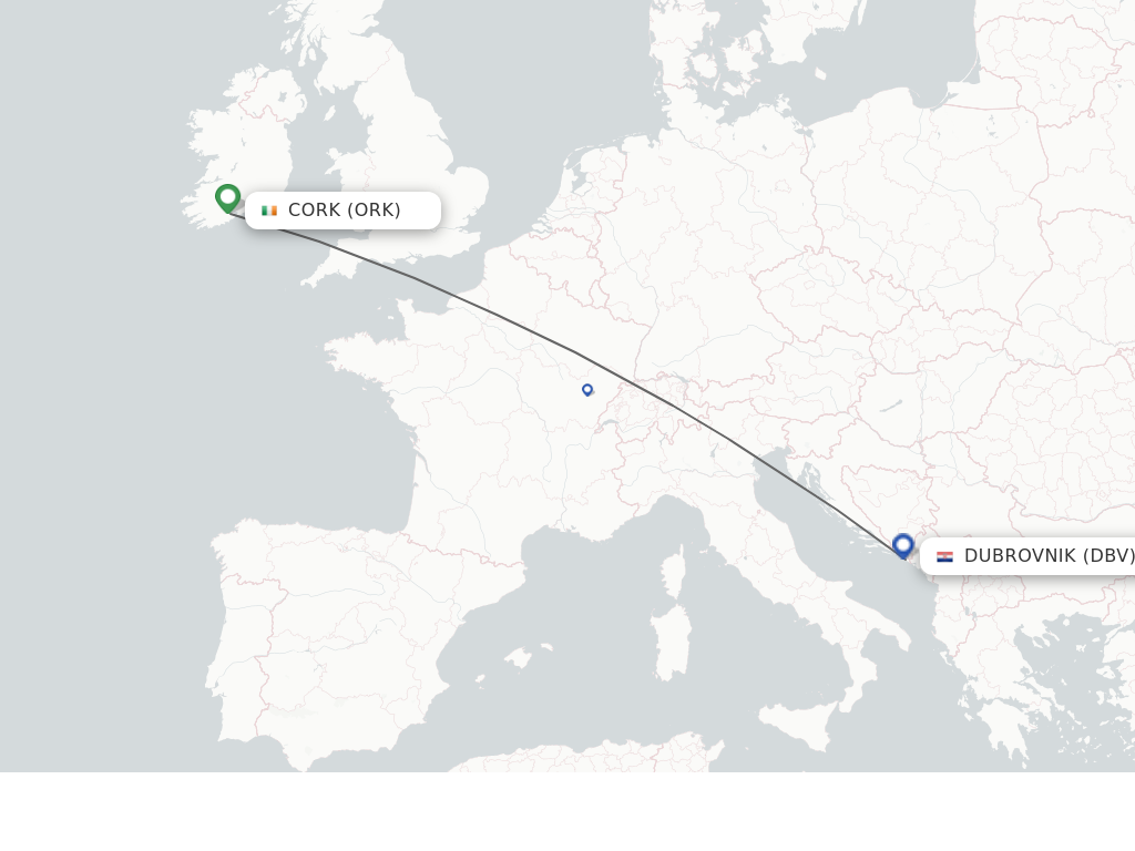 Direct non stop flights from Cork to Dubrovnik schedules