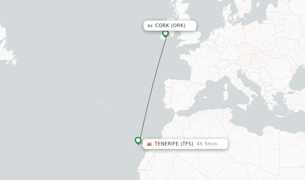 Direct non stop flights from Cork to Tenerife schedules