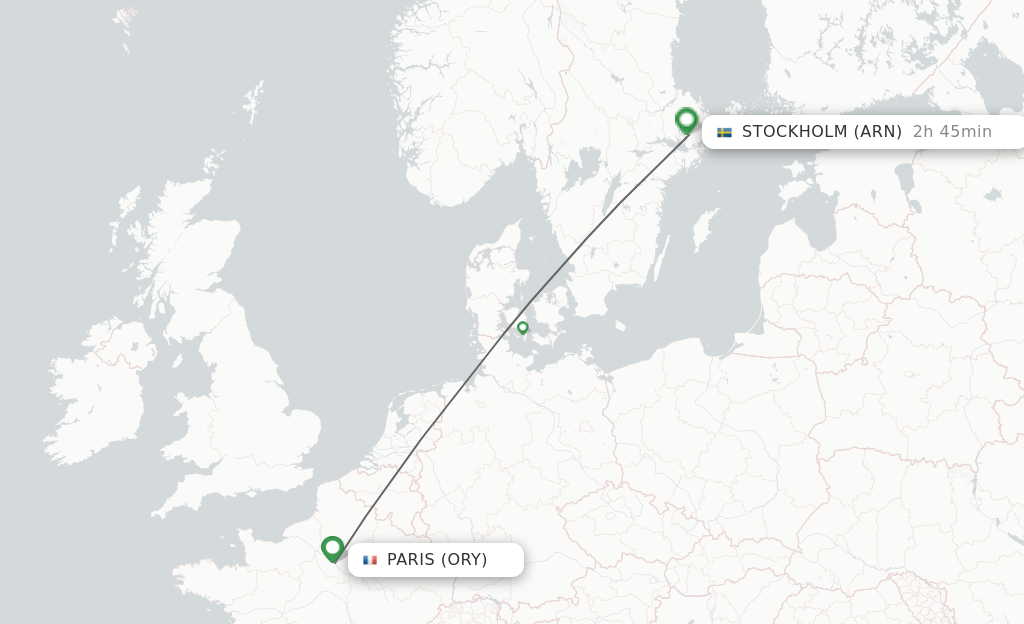 Direct non stop flights from Paris to Stockholm schedules