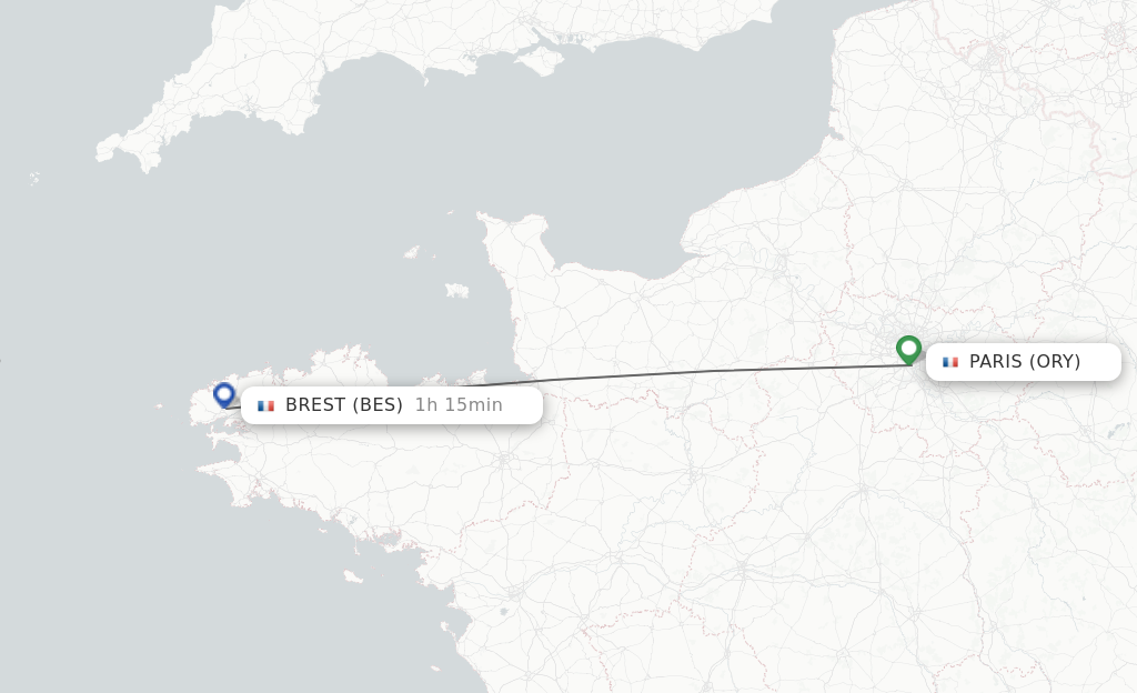 Direct (non-stop) flights from Paris to Brest - schedules - FlightsFrom.com