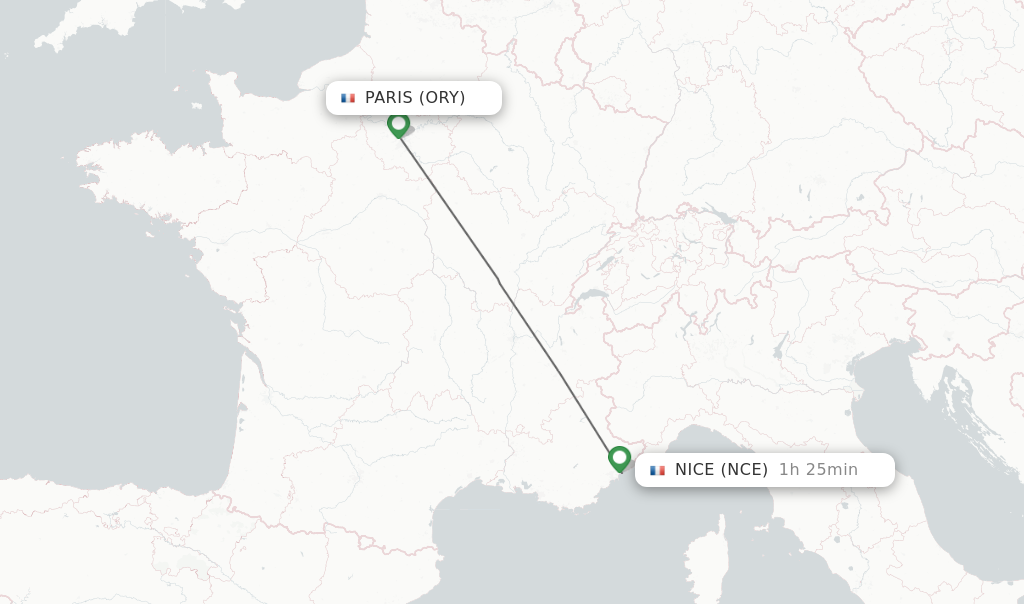 Direct non stop flights from Paris to Nice schedules