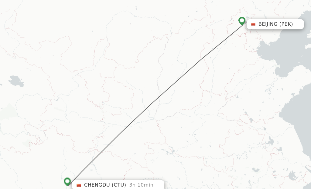 Direct non stop flights from Beijing to Chengdu schedules