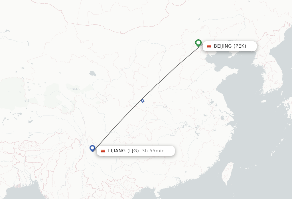 Direct non stop flights from Beijing to Lijiang schedules