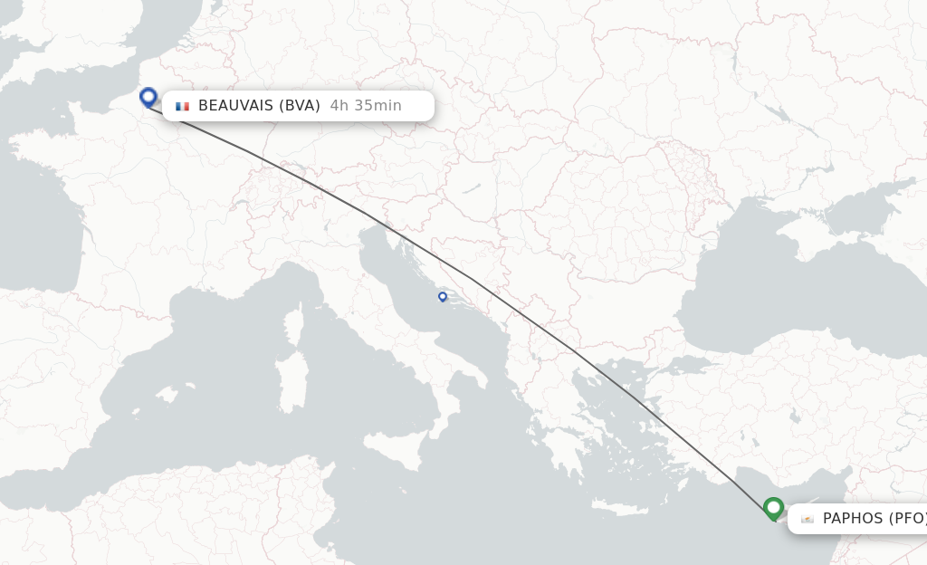 Direct non stop flights from Paphos to Paris schedules