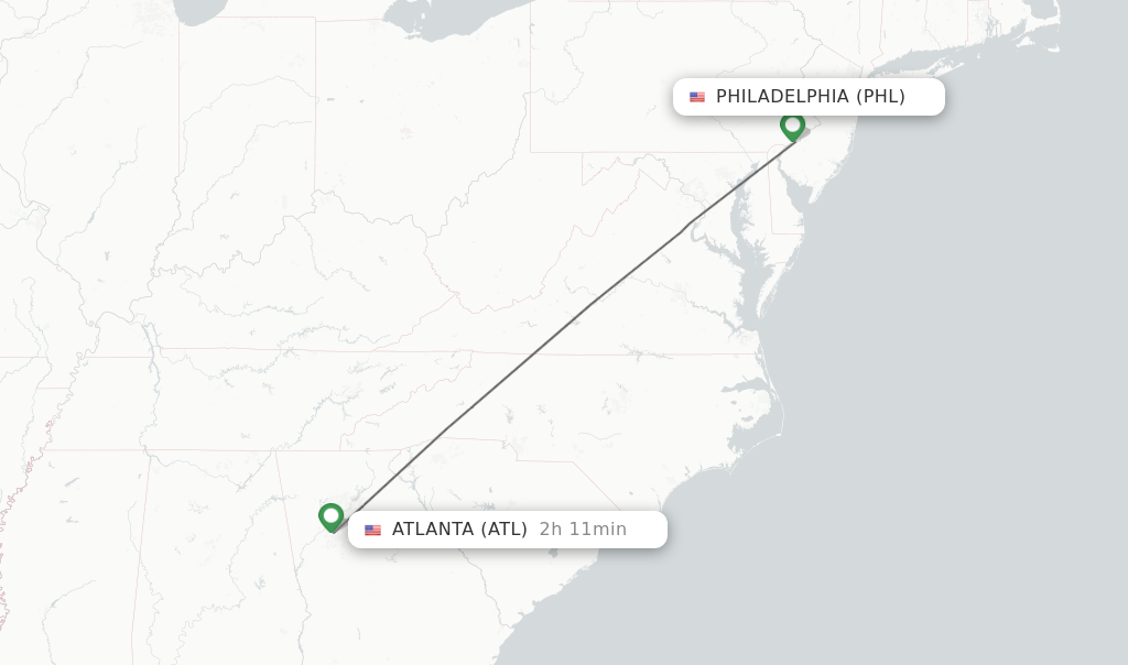 Direct non stop flights from Philadelphia to Atlanta schedules