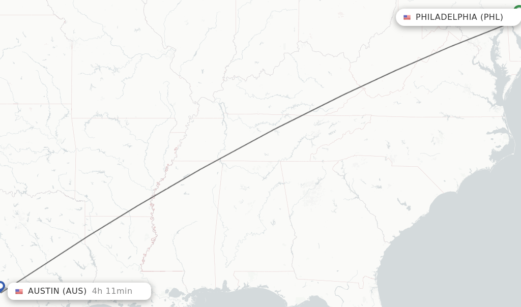 Direct non stop flights from Philadelphia to Austin schedules