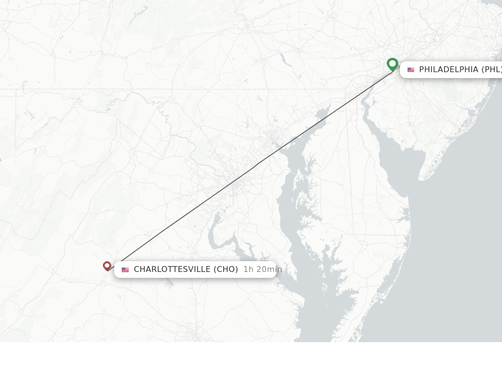 Direct non stop flights from Philadelphia to Charlottesville