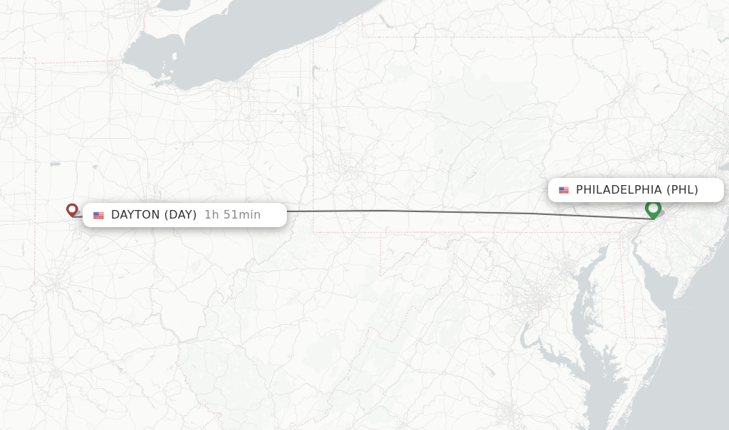 Direct non stop flights from Philadelphia to Dayton schedules