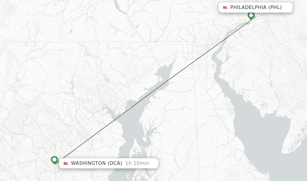 Direct non stop flights from Philadelphia to Washington