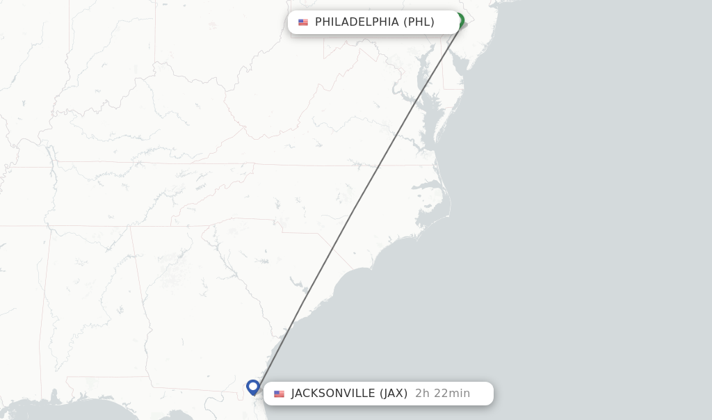 Direct non stop flights from Philadelphia to Jacksonville