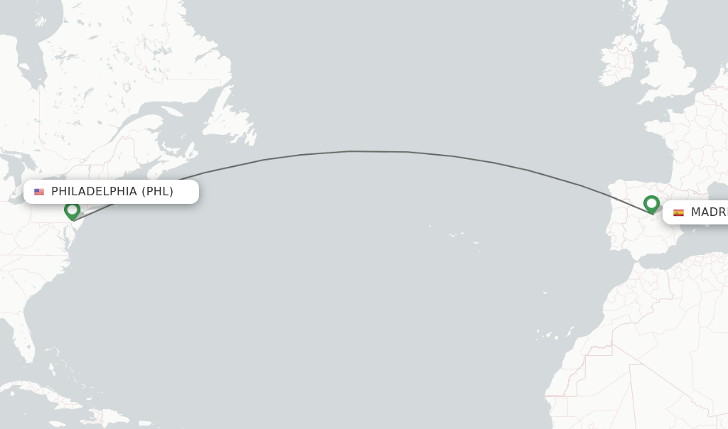 Direct non stop flights from Philadelphia to Madrid schedules