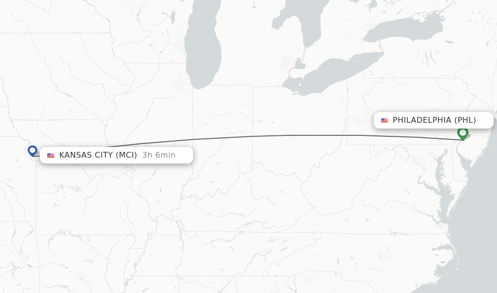 Direct non stop flights from Philadelphia to Kansas City