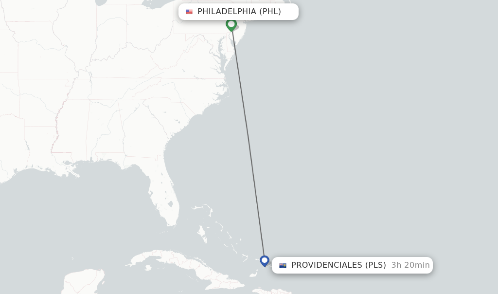 Direct non stop flights from Philadelphia to Providenciales